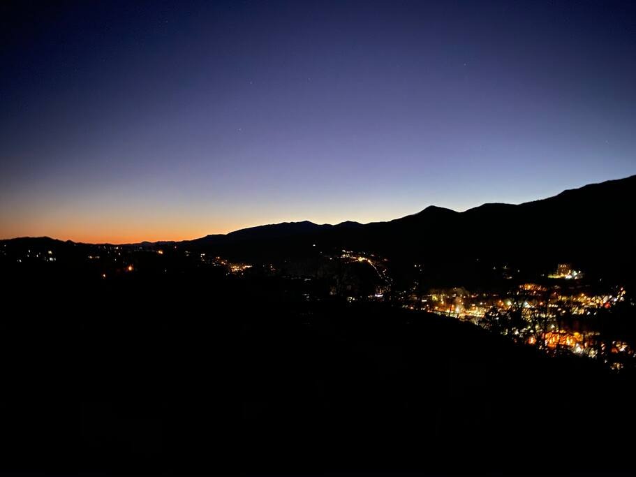 Night city lights view