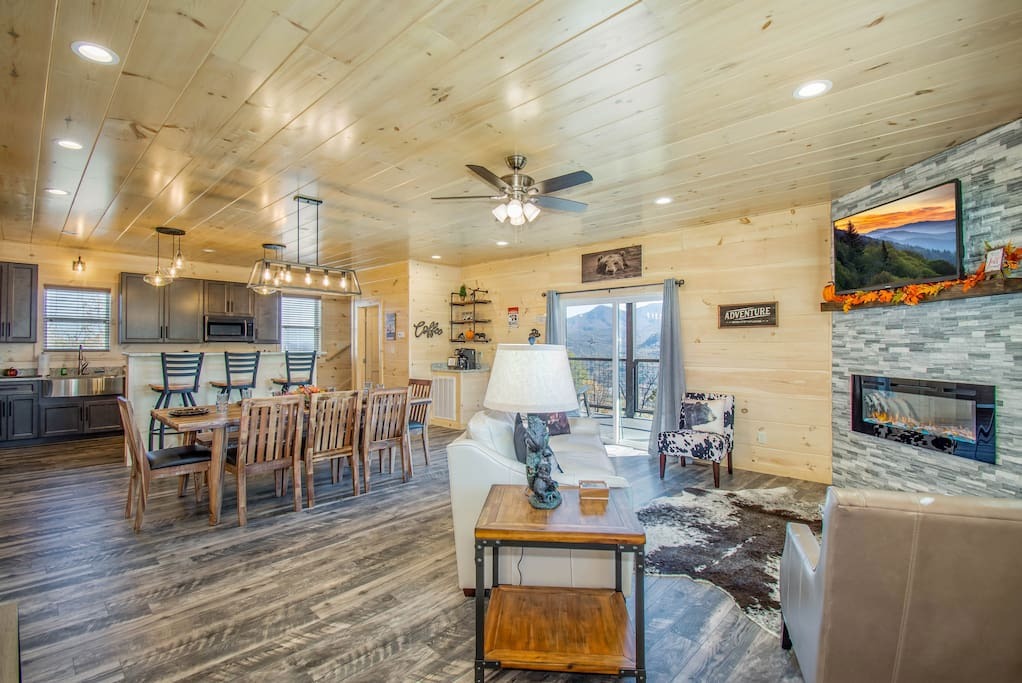 Open living and dining area