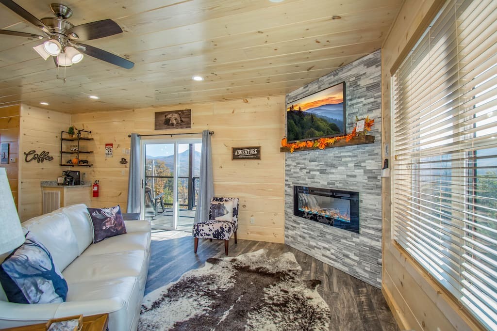 Living room with fireplace