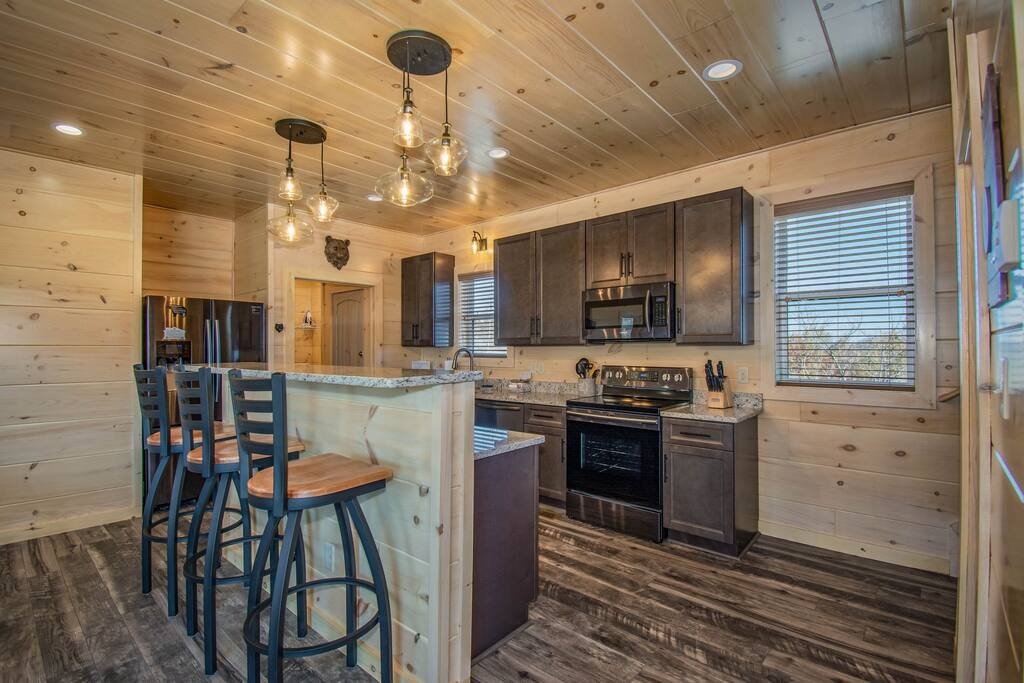 Kitchen with bar seating